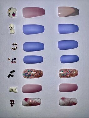 Look Beautiful 14pc press on nails with free gifts